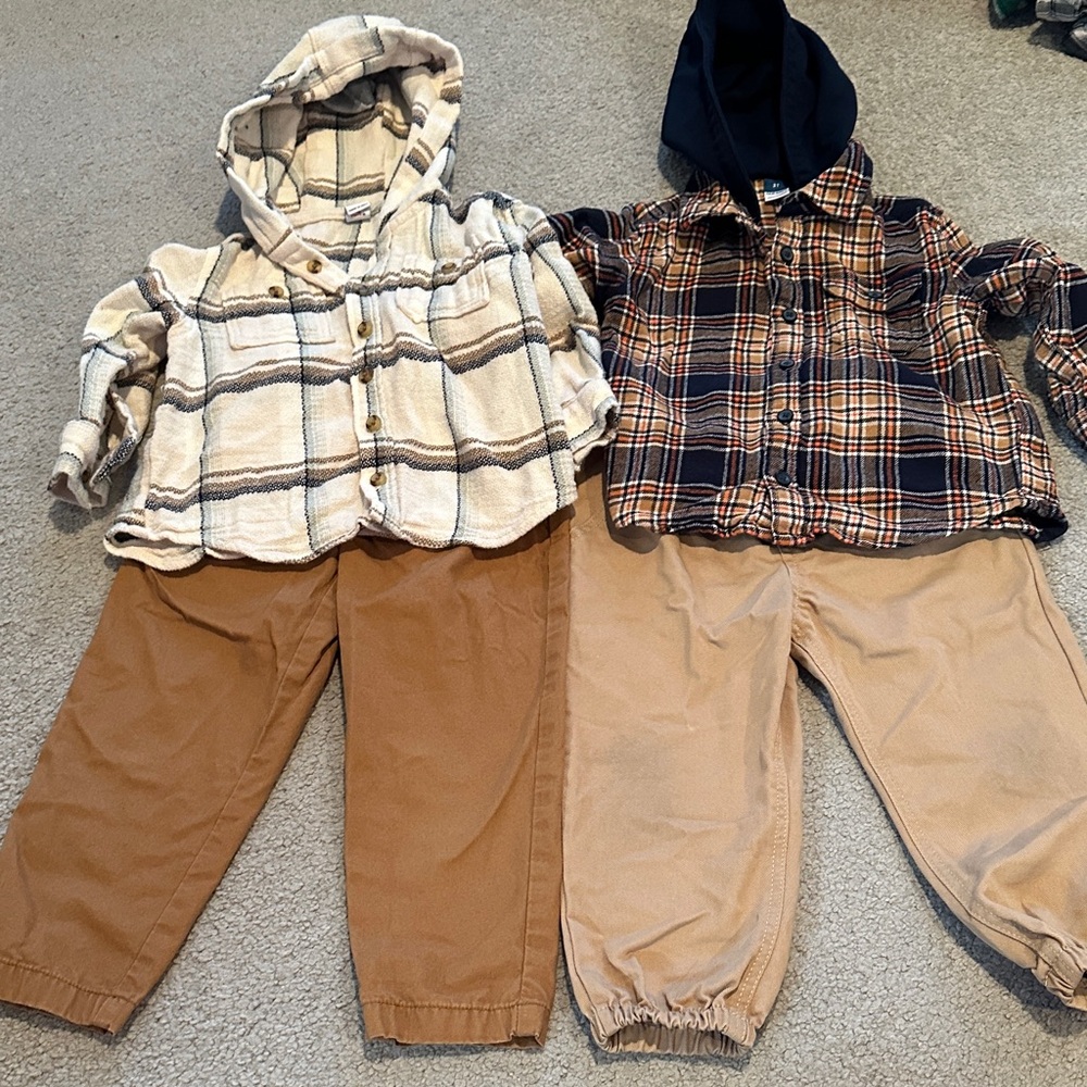 Old Navy Kids Matching Sets - Plaid and Solid Tan